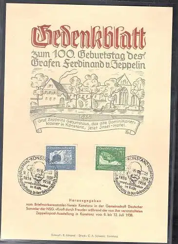 DR. Gedenkblatt 100. Geburtstsg des Grafen Zeppelin mit Mi.-Nr. 969-970