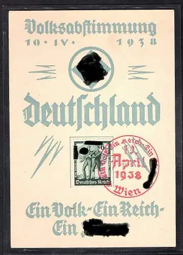 DR. Gedenkblatt Volksabstimmung 1938 mit Mi.-Nr. 662