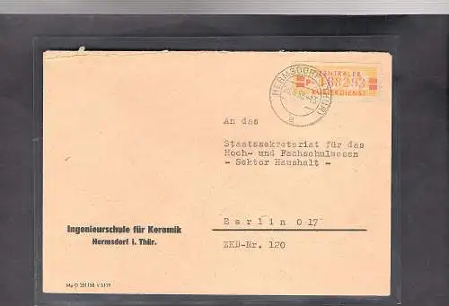 DDR.ZKD-Brief, EF. Mi.-Nr.  Dienst-B 19 I P