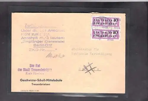 DDR.ZKD-Brief, MeF. Mi.-Nr.  Dienst 10 /4004