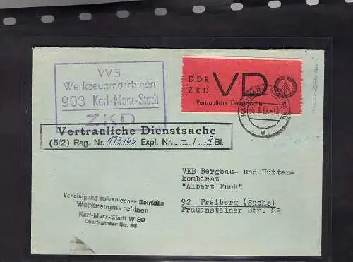 DDR.ZKD-Brief, EF. Mi.-Nr.  VD 1 C auf Brief selten!