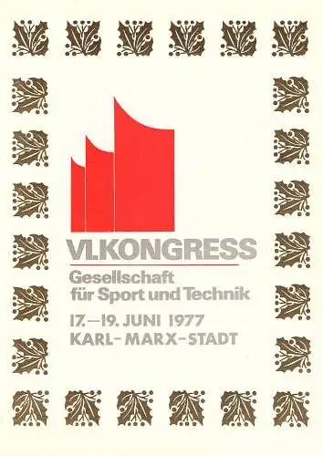 DDR - Gedenkblatt, VI. Kongress Gesellschaft für Sport und Technik, A3-1977