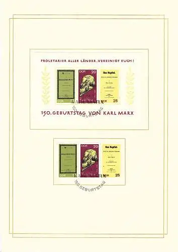 DDR - Gedenkblatt, Proletarier aller Länder...., A2-1968 a-b ohneText.