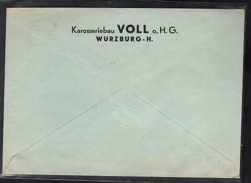 DR. Reklamebrief Karosseriebau Voll o.H.G. Würzburg. mit dem entsprechendem AFS.