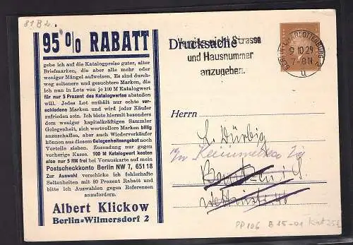 DR., Privatganzsache, Albert Klickow PP106-B15/01 gelaufen