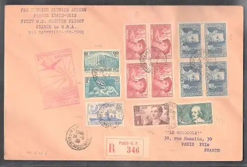 Frankreich - 1er Service Postal Aerien France Etats Unis Luftpostbrief 1939 