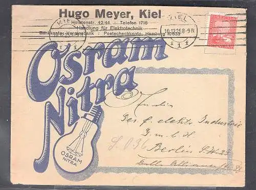 DR. Reklamebrief Osram Nitra, Hugo Meyer Kiel.