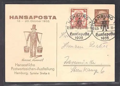 DR., Privatganzsache Hansaposta 1935 PP122-C15/02 gestempelt