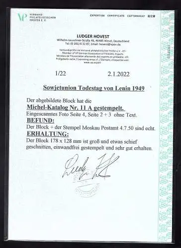 Sowjetunion Block 11 A gestempelt, FA. Hovest.