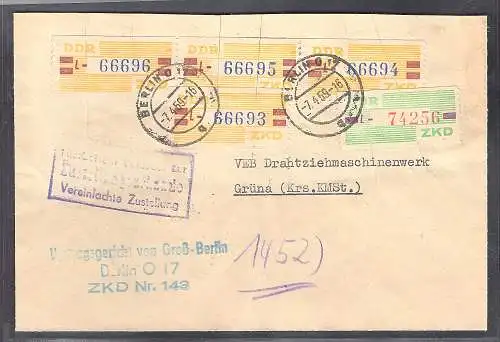 DDR.ZKD-Brief, MiF. Mi.-Nr.  Dienst-B 24 + 25