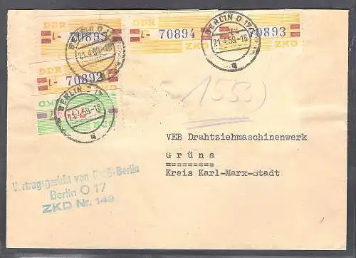 DDR.ZKD-Brief, MiF. Mi.-Nr.  Dienst-B 24 + 25