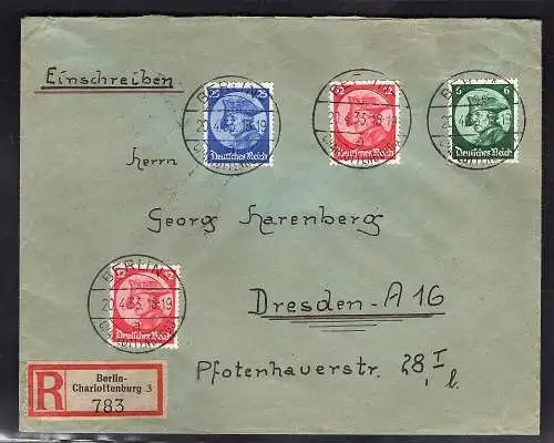 DR. Mi.-Nr. 479-481 als R.-Satzbrief gelaufen mit Ak.-St.