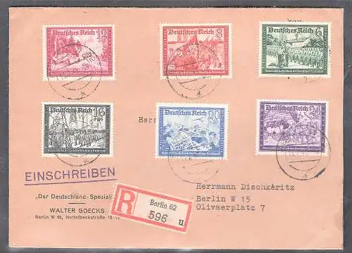 DR. Mi.-Nr. 773-778 als R.-Satzbrief gelaufen mit Ak.-St.