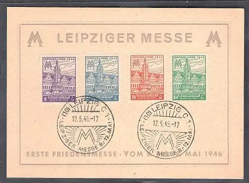 SBZ. Ereigniskarte Leipziger Messe 1946 mit Mi.-Nr. 162 - 165