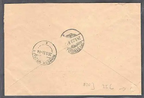 DDR. ZKD-Brief mit  MeF. Mi.-Nr. 20 J