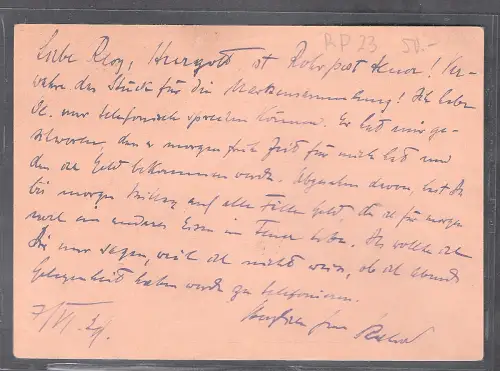 DR. Rohrpost-Ganzsache  Mi.-Nr. Rp 23, gelaufen