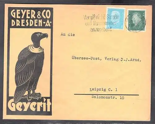 DR., Reklame-Brief Geyer & Co Dresden.