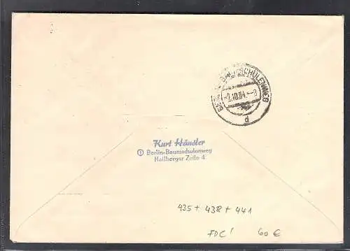 DDR. FDC., Mi.-Nr. 435+438+441 portorichtig als R.-Fernbrief gelaufen.