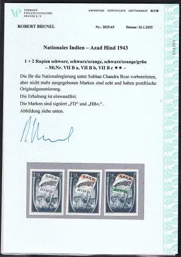 Dt. Besetzung 2. Weltkrieg, Nationales Indien Mi.-Nr. VII Ba+Bb+BC postfrisch.