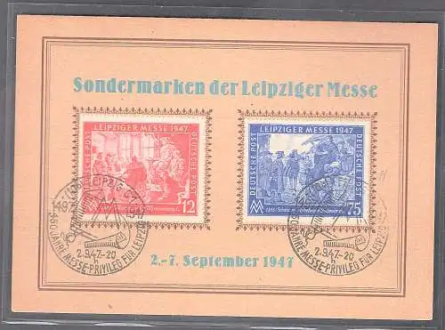 SBZ. Ereigniskarte Leipziger Messe 1947 mit Mi.-Nr. 965-966/FDC.