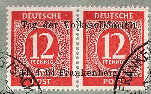 Deutsche Lokalausgaben Frankenberg Mi.-Nr. 1 mit PF 1/64 statt 46 auf FDC