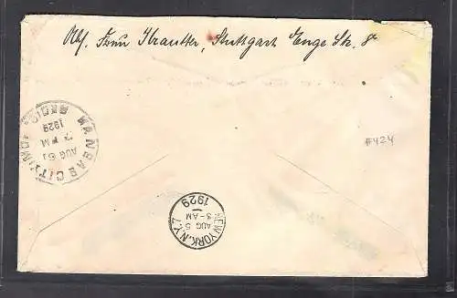 DR., Zeppelin-Brief, LZ 127  EF. Mi.-Nr. 424  in der USA.