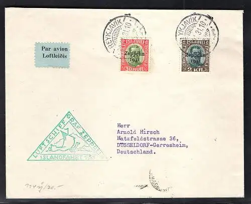 Zeppelin-Brief, Islandfahrt  1931 