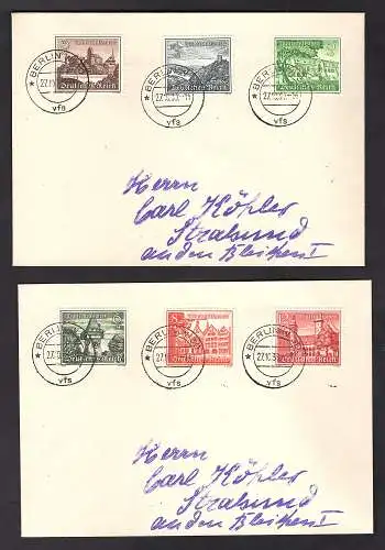 DR. FDC. Mi.-Nr. 730-738 auf 3 Briefen.