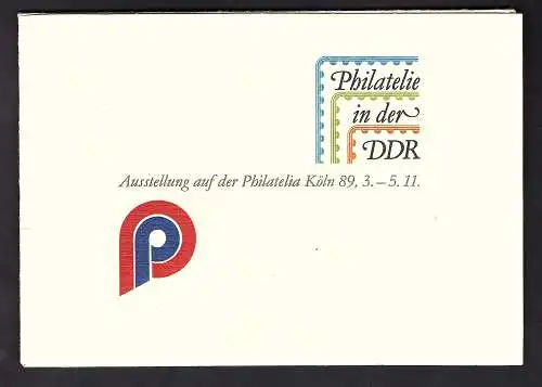 DDR - Gedenkblatt, Philatelia Köln, C9-1989-N-03.11.89