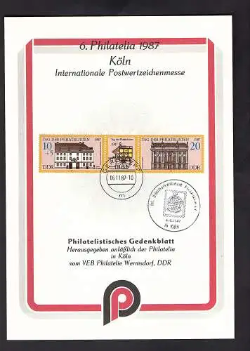 DDR - Gedenkblatt, 6. Philatelia Köln 1987, B47-1987