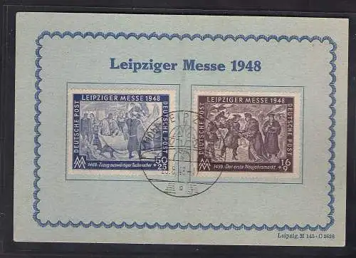 SBZ. Ereigniskarte Leipziger Messe 1948 mit Mi.-Nr.198-199