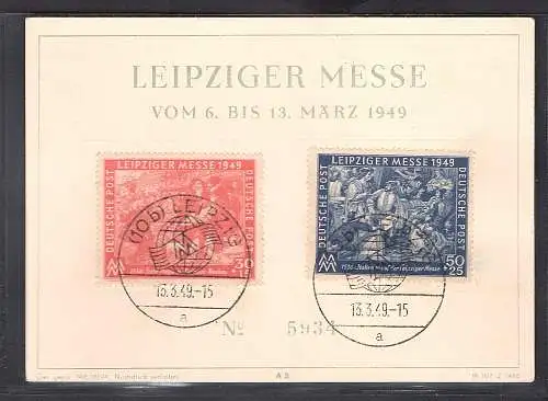 SBZ. Ereigniskarte Leipziger Messe 1949 mit Mi.-Nr. 230-231