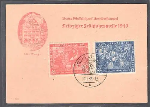 SBZ. Ereigniskarte Leipziger Messe 1949 mit Mi.-Nr. 230-231