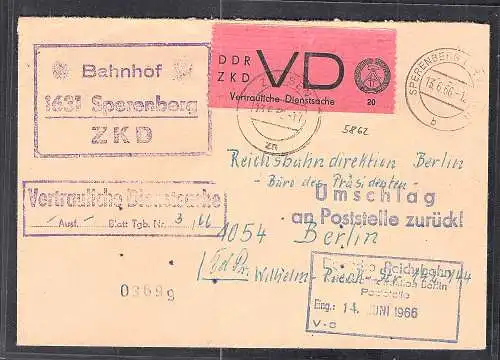 DDR. ZKD-Brief, .EF. Mi.-Nr. VD 1