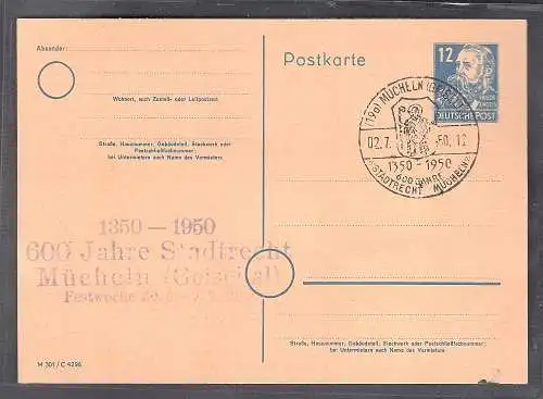 DDR. Mi.-Nr. 256-259 + 260 auf Ganzsache gestempelt.