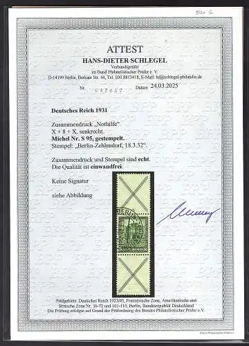 DR., Zusammendruck "Nothilfe" Mi.-Nr, S 95 gestempelt, FA. SchlegelBPP.