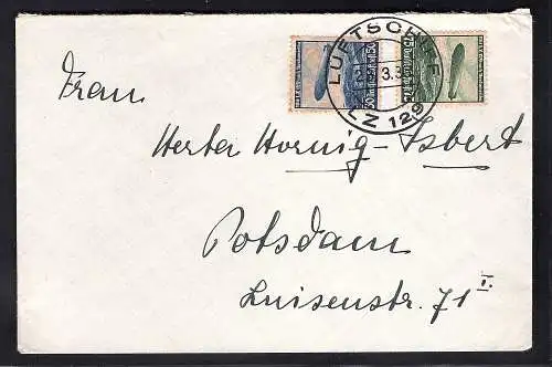DR., Zeppelin-Brief LZ 129 Mi.-Nr. 606 - 607 mit Boardstempel.