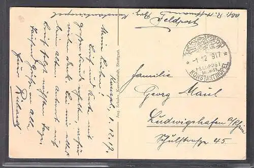 Dt. Post in der Türkei, Militär-Mission/Feldpost Karte aus Konstantinopel.