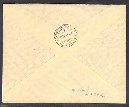 Schweiz, R-Brief  mit MiF. Mi.-Nr. Block 6 u.a.