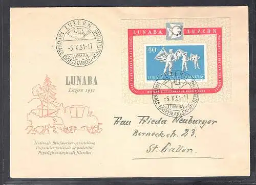 Schweiz Mi.-Nr. Block 14 auf Brief gelaufen.