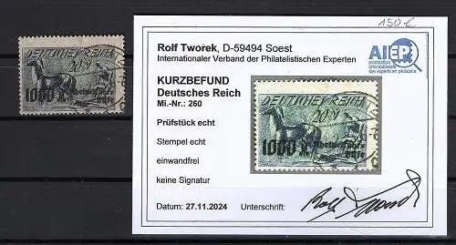 DR., Mi.-Nr. 260, gestempelt, Kurzbefund. Tworek