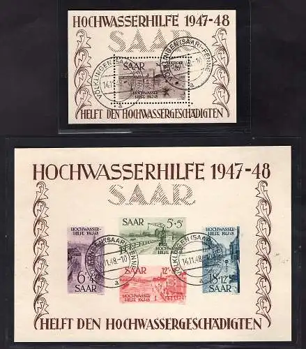 Saarland 1948, Mi.-Nr. Block 1 + 2 gestempelt, FA. GeigleBPP.