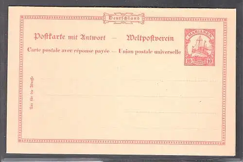 Dt. Kolonien Marianen Ganzsache Mi.-Nr. P 10 Probedruck ungebraucht.