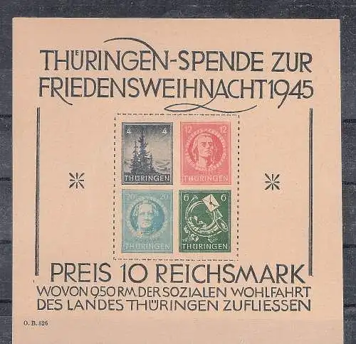 SBZ -Thüringer Mi.-Nr. Block 2 t (II), FA. Dr. Jasch.