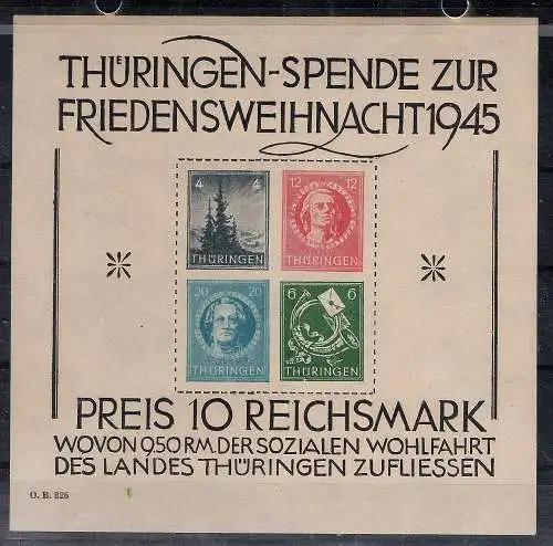 SBZ- Thüringen., Mi.-Nr. Block 2 x (III),  postfrisch, FA. Dr.JaschBPP.