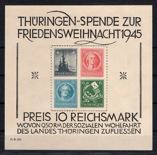 SBZ- Thüringen., Mi.-Nr. Block 2 x (III),  postfrisch, FA. Dr.JaschBPP.