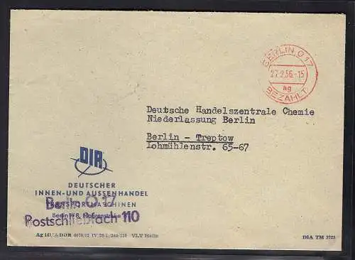 DDR. ZKD-Brief : Vorläufer mit rotem Stempel "ag"