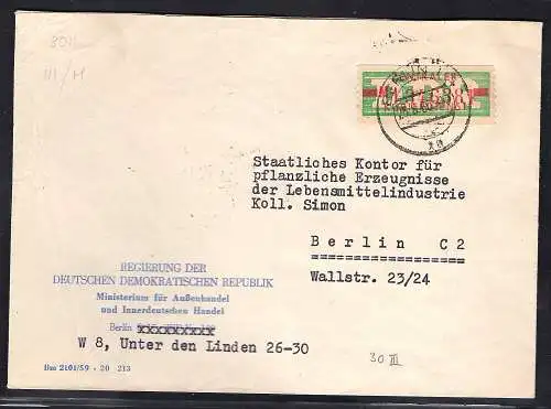 DDR. ZKD-Brief mit  EF. Mi.-Nr. 30 III M