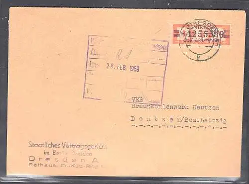 DDR. ZKD-Brief mit  EF. Mi.-Nr. 23 M