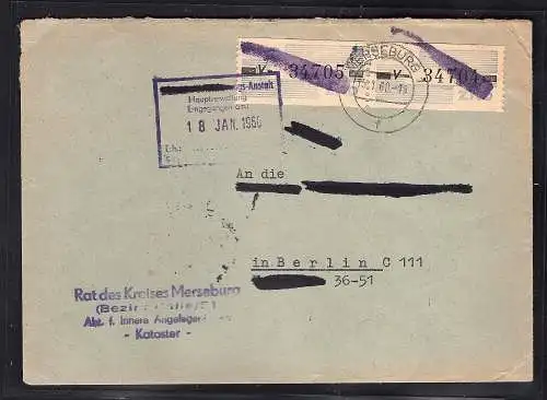 DDR. ZKD-Brief, MeF. Mi.-Nr. 26 V